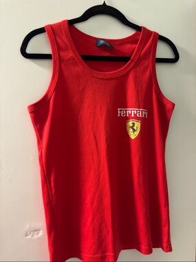 Ferrari Red Tank Top with Shield Emblem